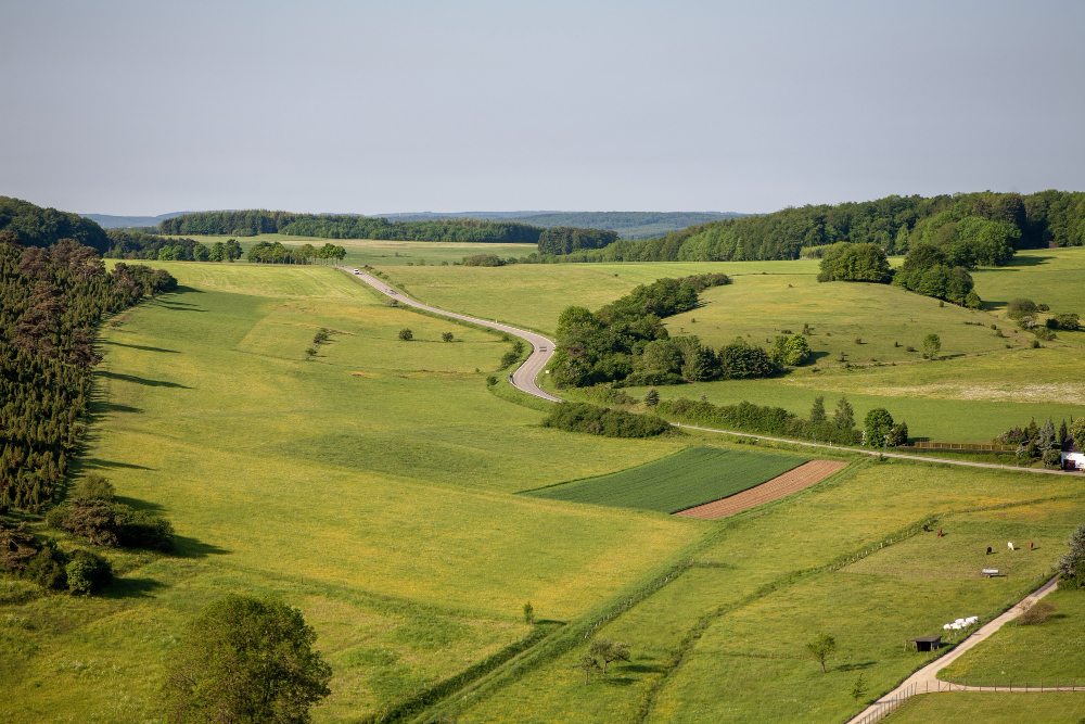 aerial-shot-farmland-clear-sky-eifel-region-germany